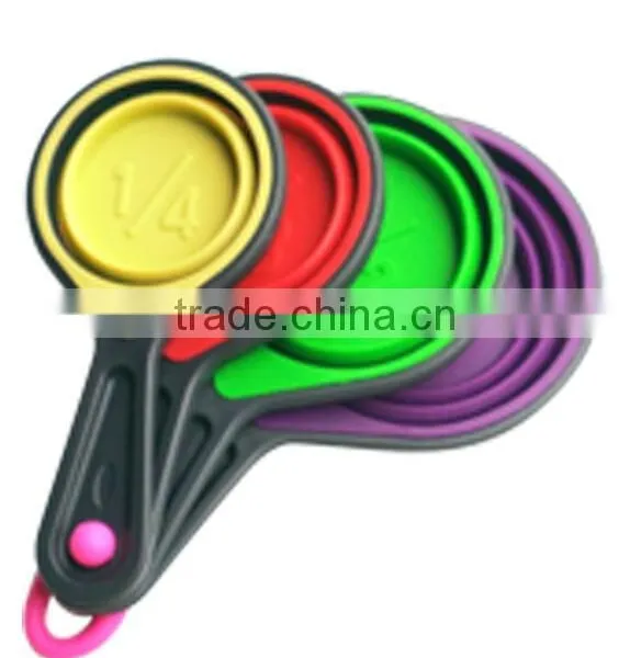 High Quality Colorful Collapsible Silicone Measuring Cups Set With Hanging Loop for Cooking photo-4