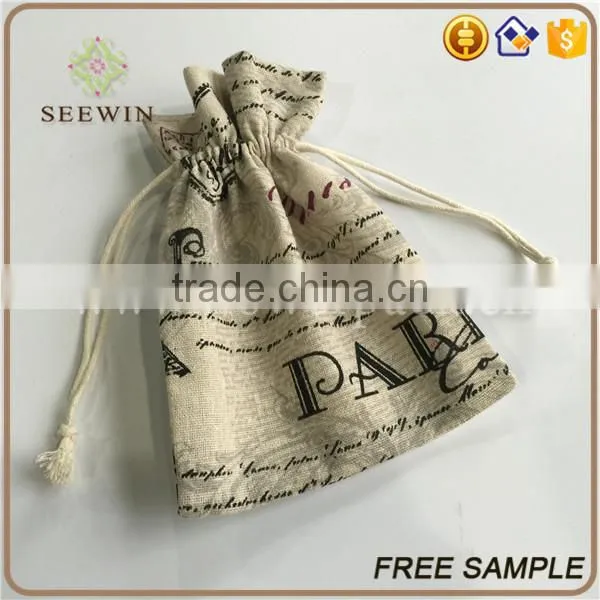 Drawstring Small Printed Pocket Artificial Jute Bag photo-5