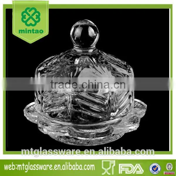 Gift Crystal Round Glass Butter Dish With Lid photo-2