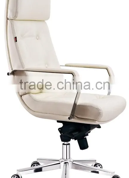 Elegnt Big Boss Manager White Leather Executive Computer Swivel Chair photo-2