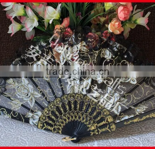 Rose Design Lace Hand Folding Fan photo-4