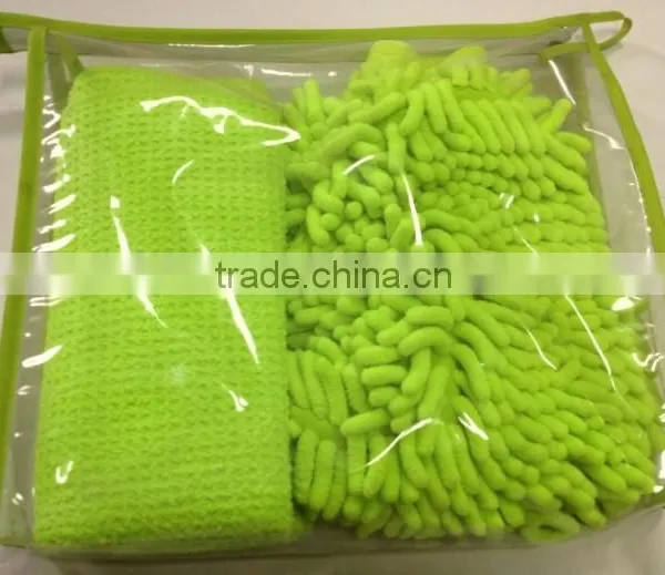 Microfber Wash Mitt+ Cloth Microfiber Cleaning Kit for Household and Car Washing