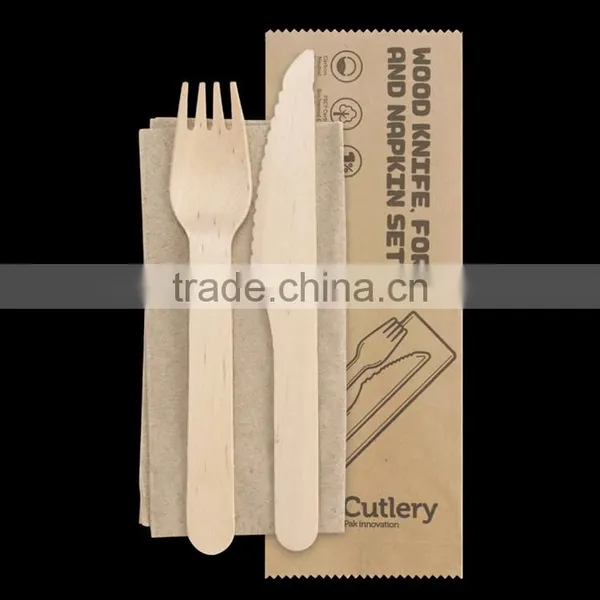 Birch Restaurant Disposable Wooden Cutlery Set photo-2