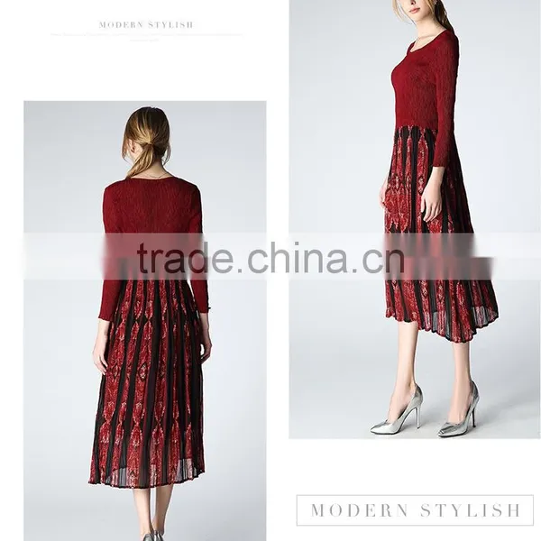 Latest Design Spring Lady Pleated Bohemia Long Dress photo-3