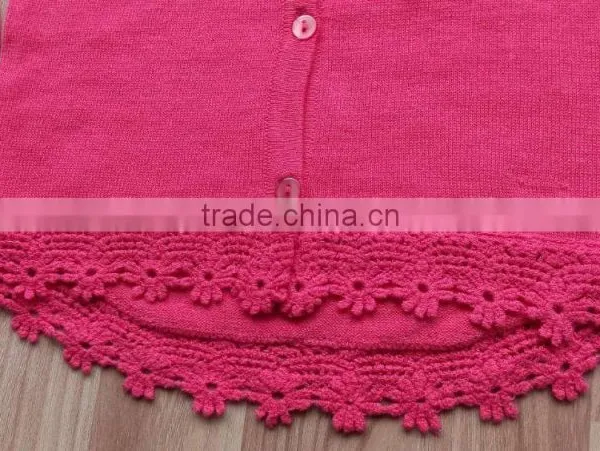 Wholesale Latest Cotton Knitting Children Kid Lace Cardigan Sweater for Girl(KS0432) photo-3