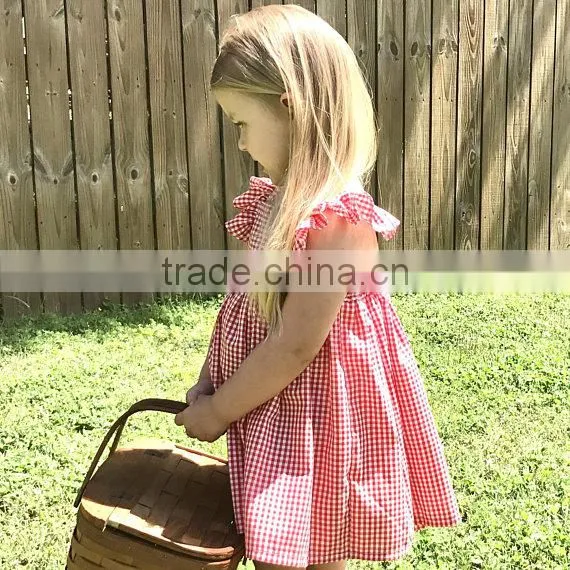 2017 New Style Baby Clothes Cheap Wholesale Children's Boutique Sleeveless Summer Baby Girl Red Party Dress photo-3