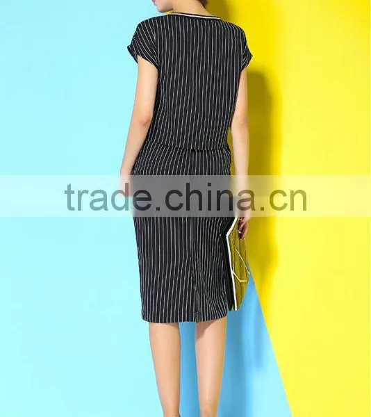 Stripe Fitted Ladies Suit Design Dress Women Wear photo-4