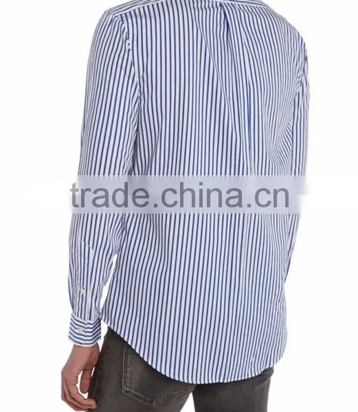 Men Stripe Long Sleeve Cotton Shirt Slim Fit Shirt photo-3
