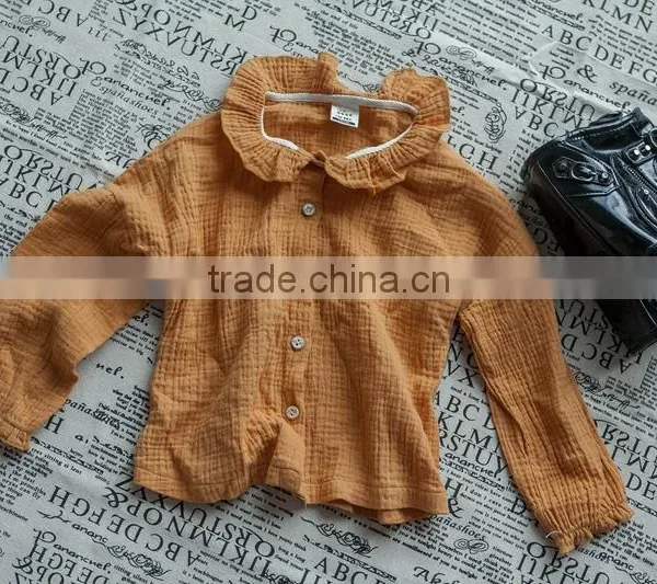 1-6 Years 2017 New Wholesale Autumn Cotton Full Sleeves Solid Color Girls Blouses photo-3
