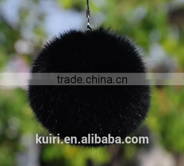 Eco-friendly Hot Sale 8cm Dyed Colour Faux Fur Trimming Furry Pompom Ball Rabbit Fur Keychain photo-5