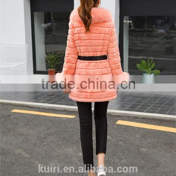 Large Size Real 2016 Winter New Women Fox Fur Collar Rabbit Fur Coat Outwear Female photo-6