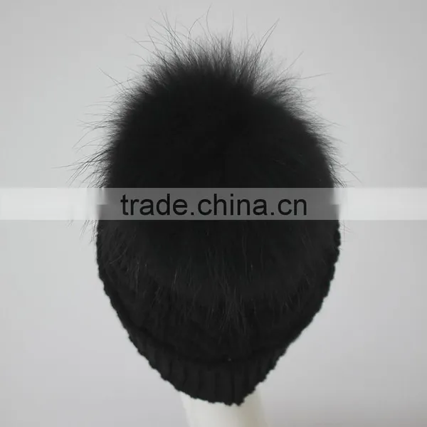 Myfur Stylish Pom Pom Winter Knit Hats Natural Real Raccoon Fur Balls Wholesale Custom Beanie Hat photo-6
