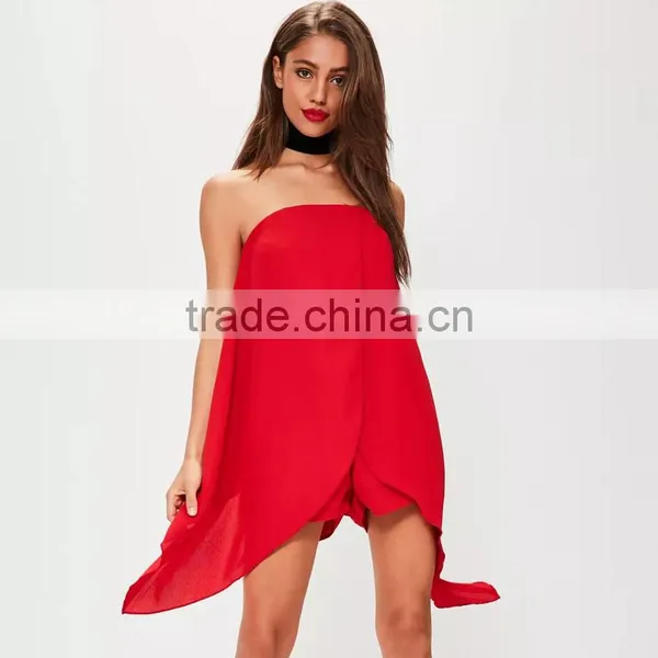 Strapless New Trendy Stylish Clothing Red Adult Woman Romper photo-4