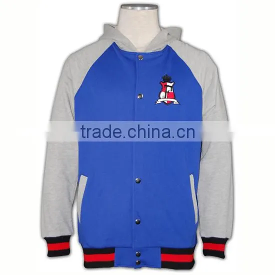 Wholesale High Quality Zip up Hoody Ribbed Cheap Baseball Jackets Australia photo-3