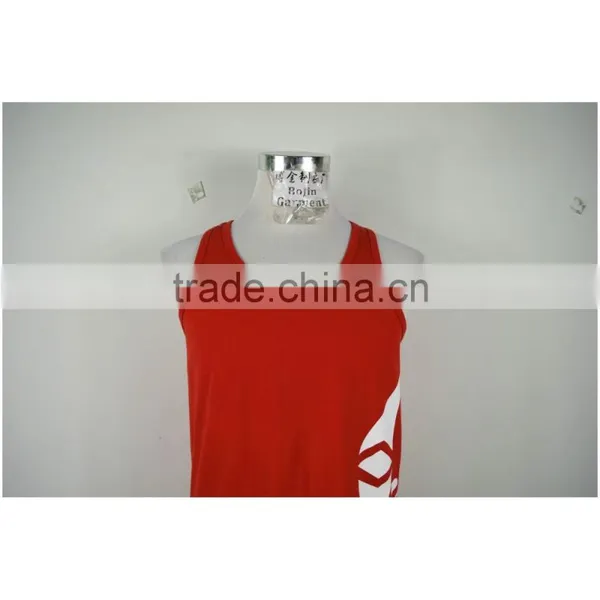 Customized Red Cotton Promotional Men's Tank Top OEM Logo photo-4