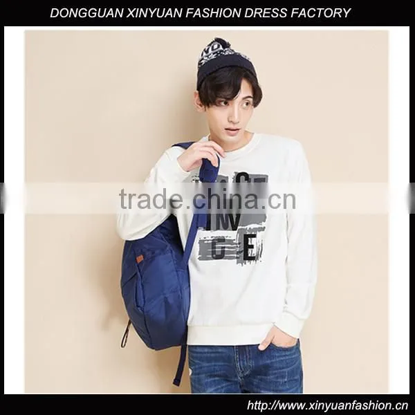 Wholesale Mens Crewneck Long Sleeve Printed Fashion Plain Sweat Suits Pullover Sweatshirts Without Hood