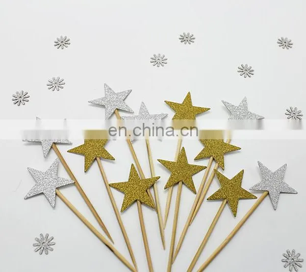 Colorful Stars Cupcake Topper Birthday Party Wedding Cake Decorations photo-3