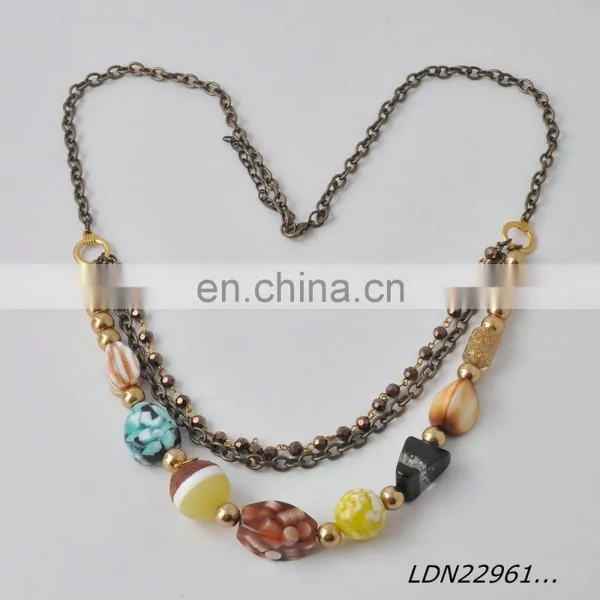 Latest Irregularity Or Multi Color Bead 3 Roll Chain Hematite Necklace Jewelry photo-3