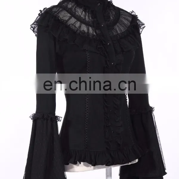 Gothic Flared Long Sleeve Shirt With Flared Sleeves photo-2