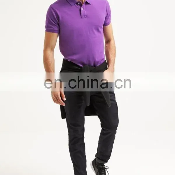 Fashion Men Gray Plain Slim Fit Polo Shirts Custom Embroidery photo-2