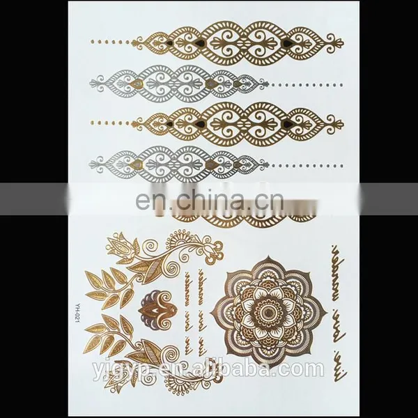 Hand Bracelet Glitter Metallic Gold Temporary Body Tattoo Sticker photo-2