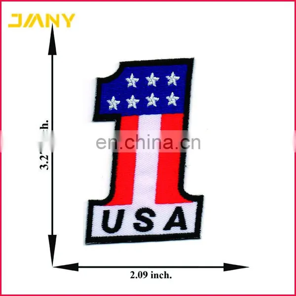 Custom Number 1 USA Vintage Flag and Stars Embroidery Patch photo-2