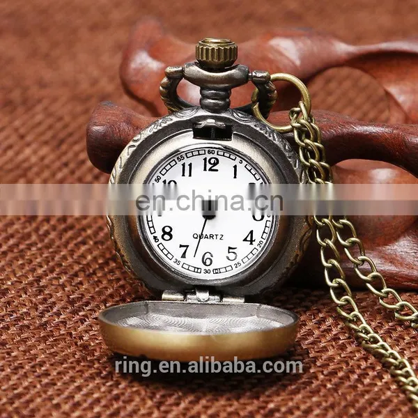 Antique Bronze Owl Pattern Enamel Round Pocket Watches photo-5