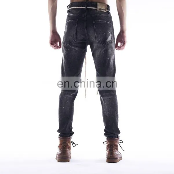 DiZNEW Custom Black Ripped Super Skinny Denim Jeans For Men photo-3