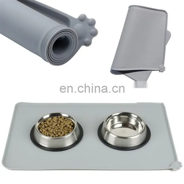 Waterproof Pet Food Mat Easy Washing Solid Color Silicone Pet Feeding Pad Pet Bowl Drinking Mat photo-2