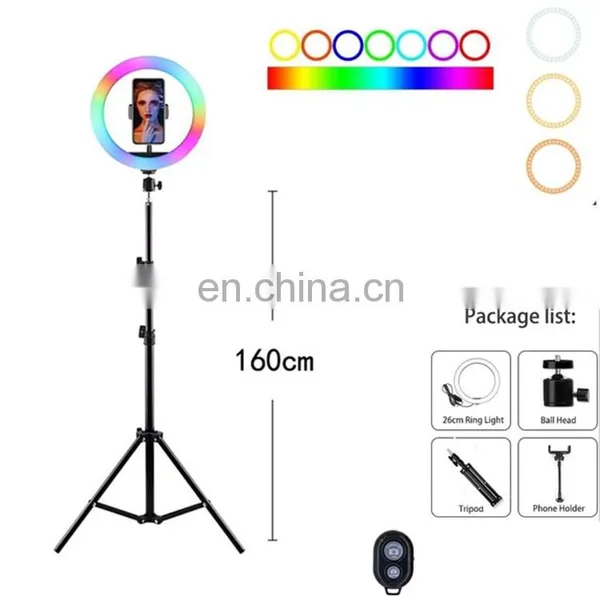 DDP Terms TikTok Live Broadcast LED Dimmable Ring Light USB Selfie RGB 32 Colors Makeup Ring Light With Tripod Stand photo-4
