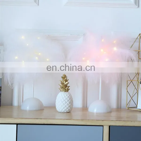Wholesale Home Decor Modern Luxury Decoration White Led Desk Lamp Feather Table Lamp For Bedroom Room photo-3