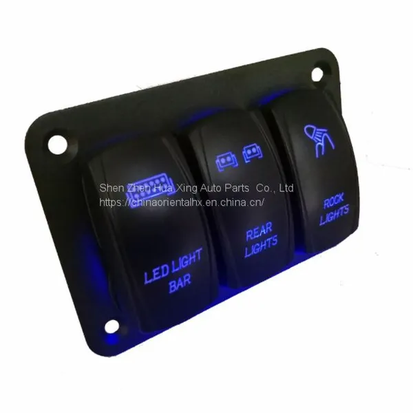 12-24V Radium Carving Pattern 3 Rocker Switch Panel photo-3