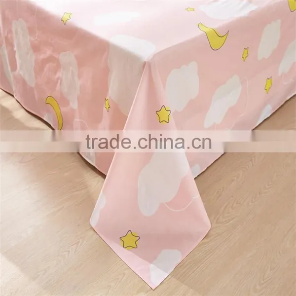 Colorful Flower Printed Cotton Children Bed Sheet Set Eco-friendly Bedding Set Pink and White Kids Duvet Cover Set photo-2