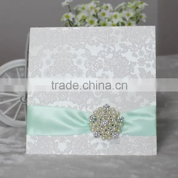 Ideal New Flower Flocking Elegant Luxurious Wedding Invitation Card photo-5