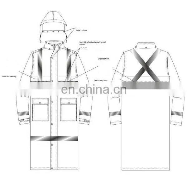 300D Ripstop PU Coating Waterproof High Visibility Rainwear Jacket photo-2
