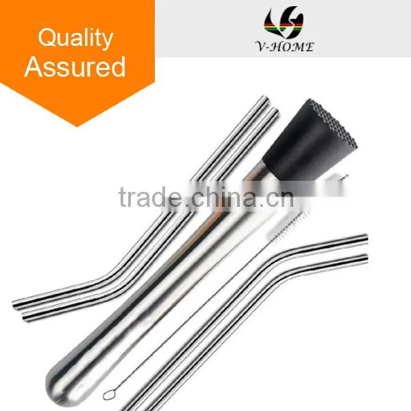 430 Stainless Steel Bar&ice&drink & Cocktail Muddler With Stainless Steel Straws