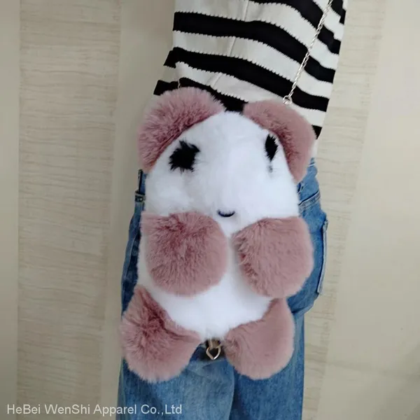 0182023 New Plush Panda Schoolbag Cute Backpack Panda Artificial Fur Bag Plush Toys China Wholesale photo-2