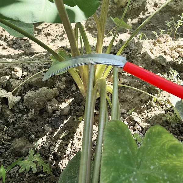 Red Handle Sickle Sharp Sickle Sickle Garden Tool With Strong Steel Blade for Weed Removal and Grass Cutting photo-2