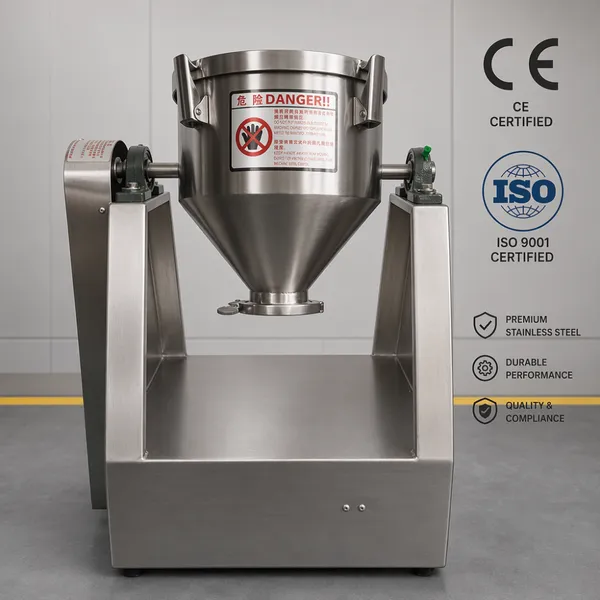 Multi-functional 5kg Powder Mixer Machine Stainless Steel Rotating Drum Blender for Spices Chemicals and Food Powder photo-4