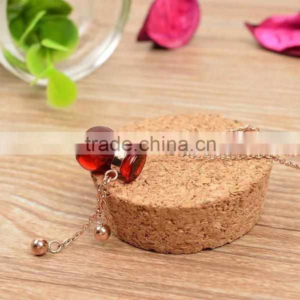 Rose Gold Necklace Fashion Jewelry Ruby Crystal Statement Necklace photo-3