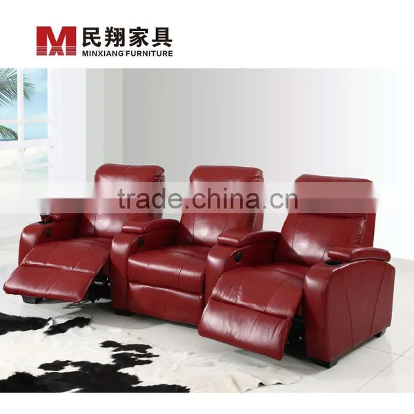 Home Theater Furniture, Blue Color Leather Home Theater Recliner Sofa photo-2