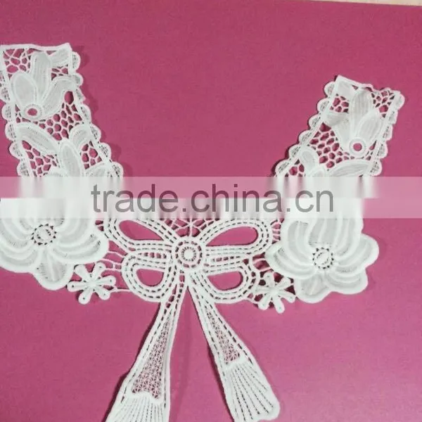 Embroidered Water Soluble Milk Fiber White Collar