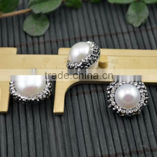 LFD-005B ~ DIY 16MM Druzy Round Shape Pearl Pave Rhinestone Crystal Spacer Beads Jewelry Making photo-4