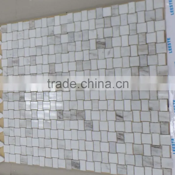 Brick Design Marble Mosaic Tiles (Pure White Marble) photo-6