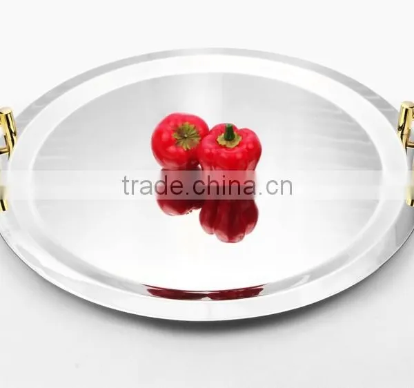 New Products of Gold Rim Stainless Steel Mirror Polishing Dinner Plates for Weddings photo-3