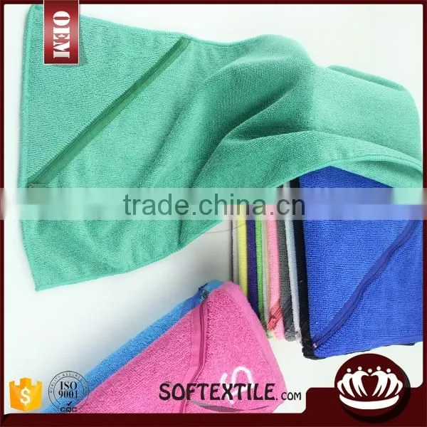 Wholesale 100% Cotton Plain Soft Zip Pocket Custom Embroidery Logo Promotional Sport Towel Quality Choice photo-2