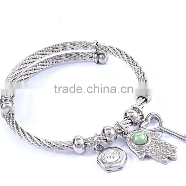 Gold Plated Mens Stainless Steel Twisted Cable Wire Cuff Bracelet Wholesale photo-2