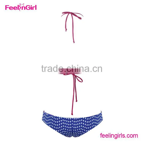 Dark Blue Print Fire Young Open Hot Sex Girl Photo Bathing Suit photo-4