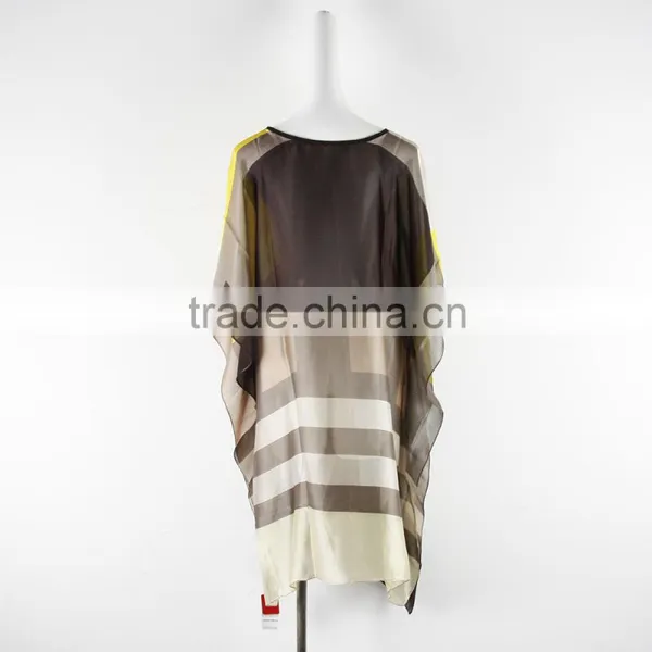 2016 Fashion Chiffon Round Neck Bat Sleeve Casual Dress for Girl photo-3