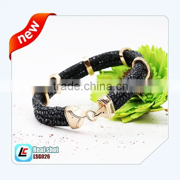 Black Stingray Leather Bracelet Italian Leather Bracelets Truth Fish Leather Bracelet photo-2
